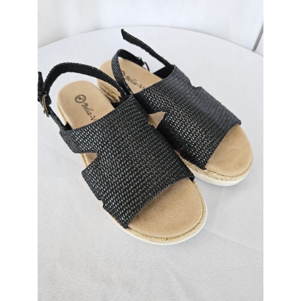Bella Vita Women's Kato Slingback Sandals Black Woven Size 8M NWT